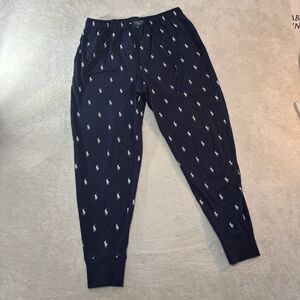 Polo Ralph Lauren Men's Navy Blue All Over Pony Knit Sleep Jogger Large Pants